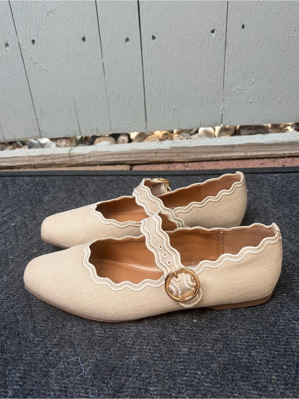 Dolce Vita Scalloped Mary Jane Flats with Gold Buckle
